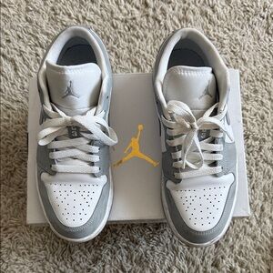 Jordan Women's Air Jordan 1 Low in Gray and White